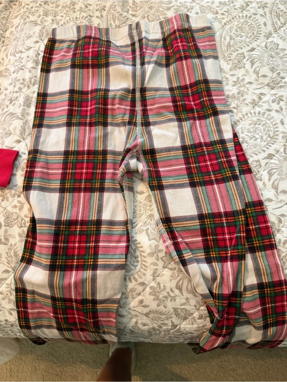 Hannah Anderson Red Plaid Long Sleeve Top with Crew Neck
